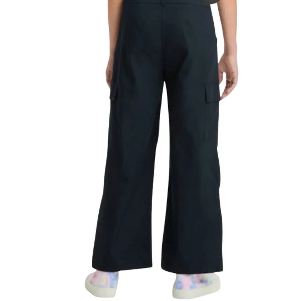 Art Class Girls' Wide Leg Cargo Pants Straight Leg Black Size XL (14)